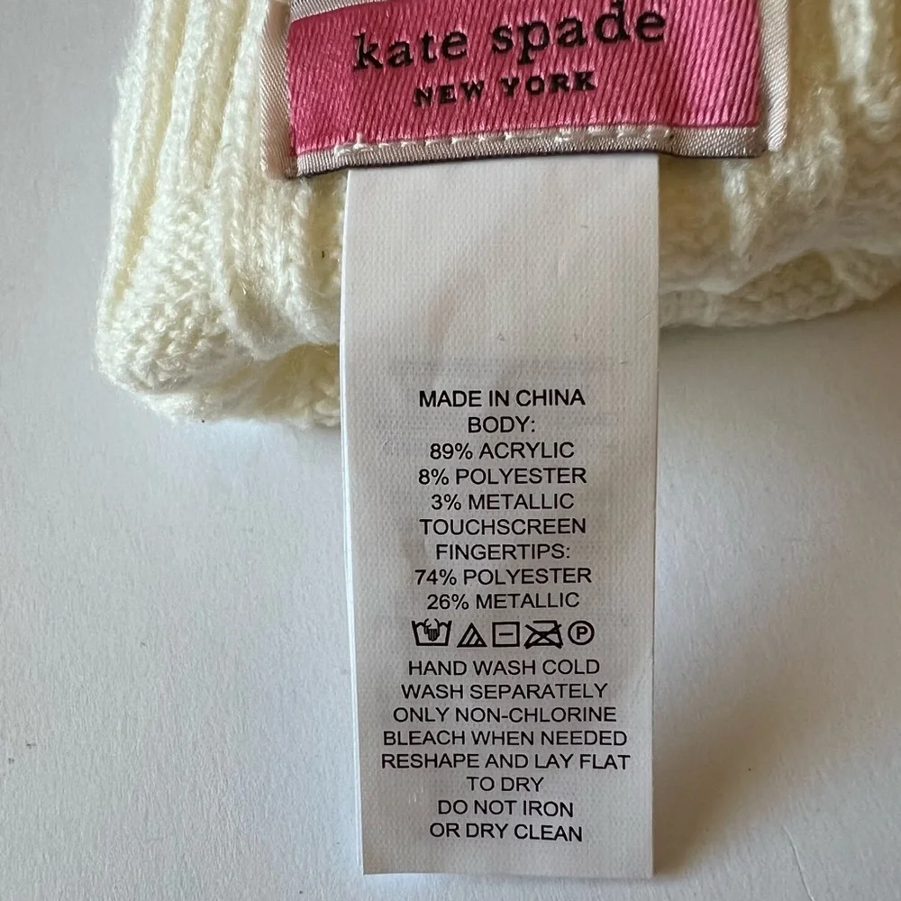 KATE SPADE WOMENS GLOVES BOW DETAIL ACRYLIC CREAM OS NWOT